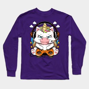 unicorn gamer, game addicts Long Sleeve T-Shirt